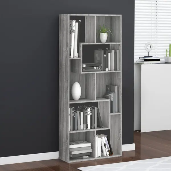 Gossi biblioteca, gri sonoma, 67x24x161 cm, lemn prelucrat