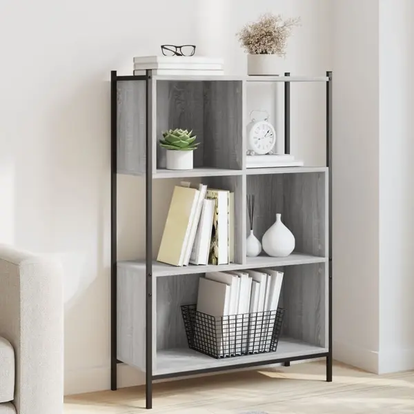 Gossi biblioteca, gri sonoma, 72x28x109 cm, lemn prelucrat