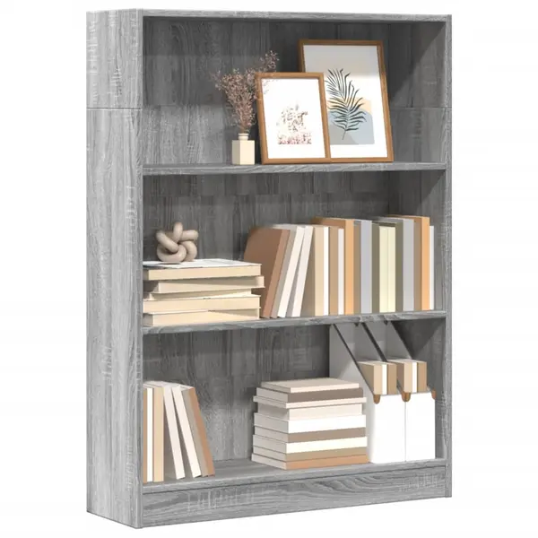 Gossi biblioteca, gri sonoma, 80x24x109 cm, lemn prelucrat