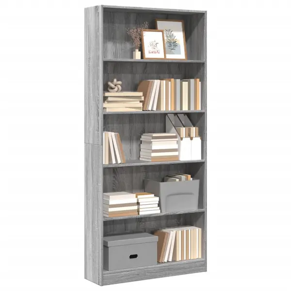 Gossi biblioteca, gri sonoma, 80x24x176 cm, lemn prelucrat