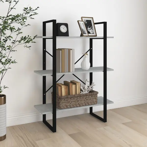Gossi biblioteca, gri sonoma, 80x30x105 cm, lemn prelucrat