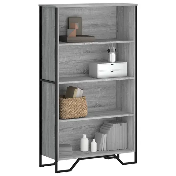 Gossi biblioteca, gri sonoma, 80x31x137,5 cm, lemn prelucrat