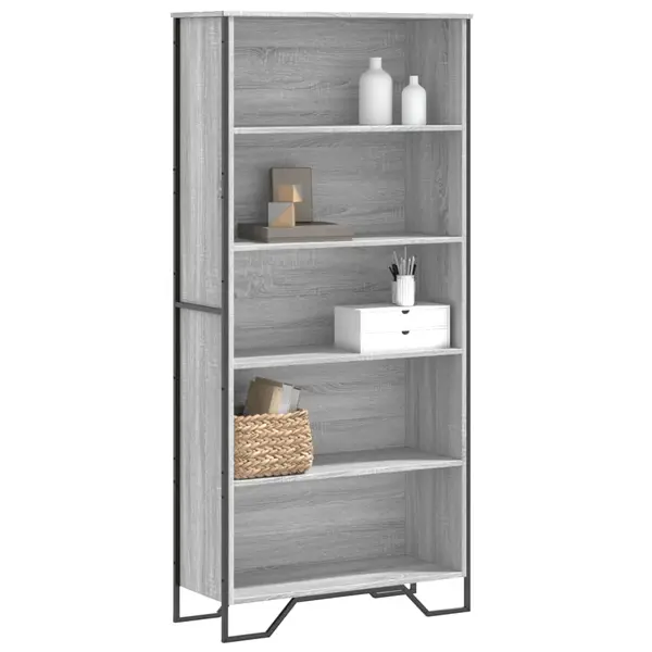 Gossi biblioteca, gri sonoma, 80x31x169 cm, lemn prelucrat