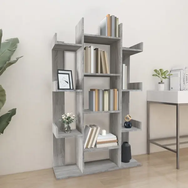 Gossi biblioteca, gri sonoma, 86x25,5x140 cm, lemn prelucrat
