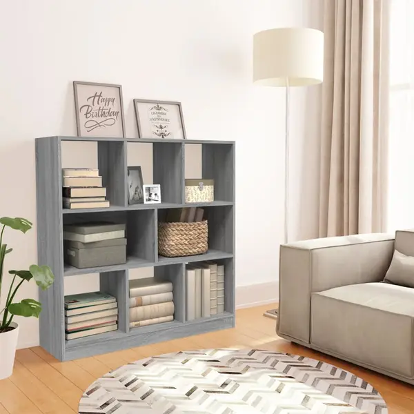 Gossi biblioteca, gri sonoma, 97,5x29,5x100 cm, lemn prelucrat