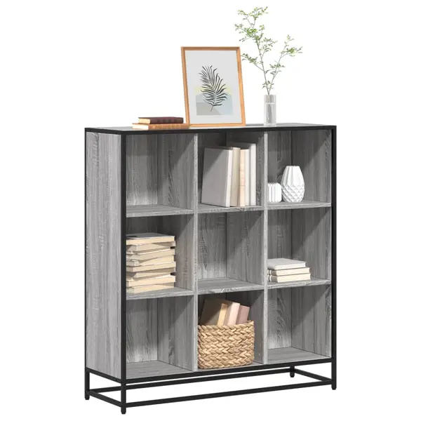 Gossi biblioteca, gri sonoma, 97,5x33x107,5 cm, lemn prelucrat/metal