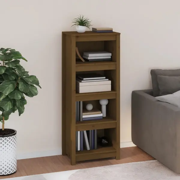 Gossi biblioteca, maro miere, 50x35x125,5 cm, lemn masiv de pin