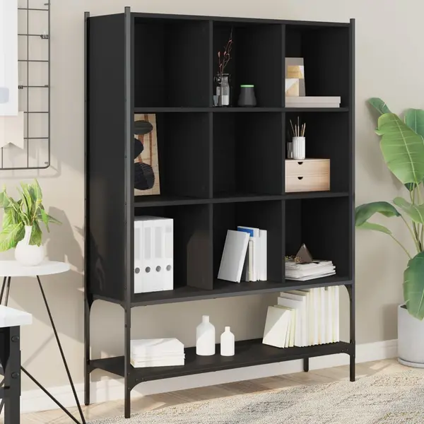 Gossi biblioteca, negru, 102x30x141,5 cm, lemn prelucrat