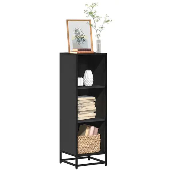 Gossi biblioteca, negru,33,5x33x107,5 cm, lemn prelucrat