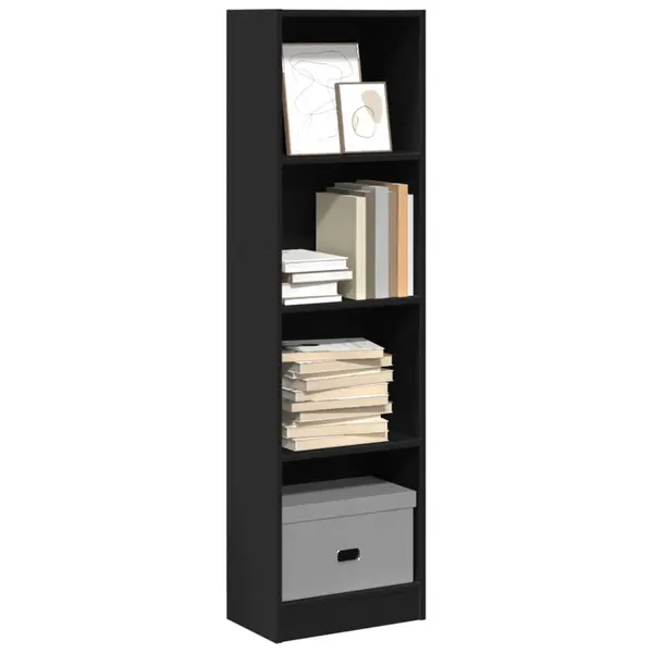 Gossi biblioteca, negru, 40x24x143 cm, lemn prelucrat