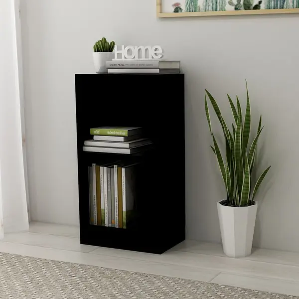 Gossi biblioteca, negru, 40x24x75 cm, lemn prelucrat