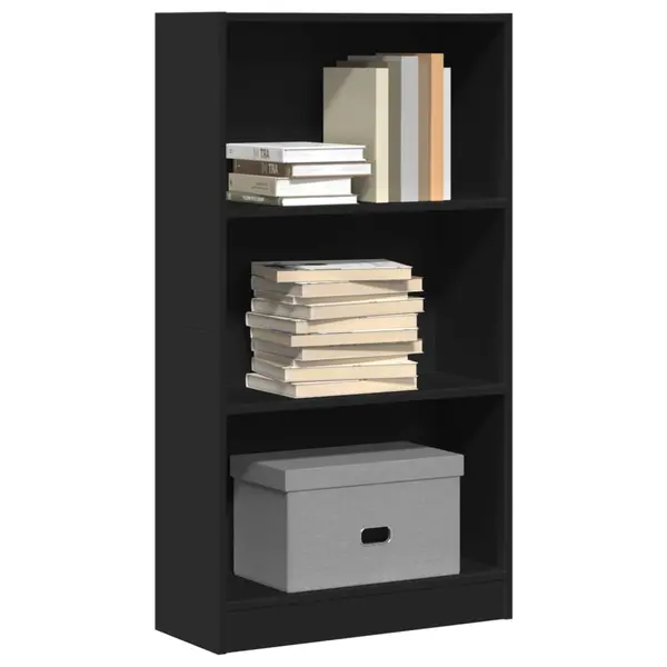 Gossi biblioteca, negru, 60x24x109 cm, lemn prelucrat