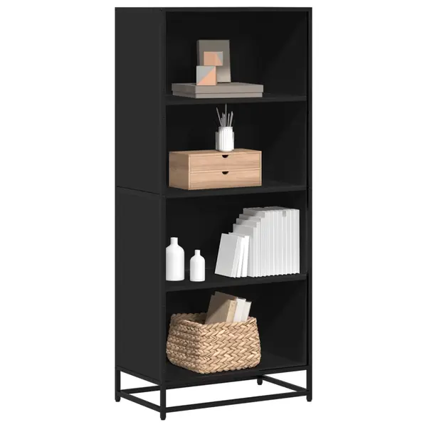 Gossi biblioteca, negru, 60x35x139 cm, lemn prelucrat