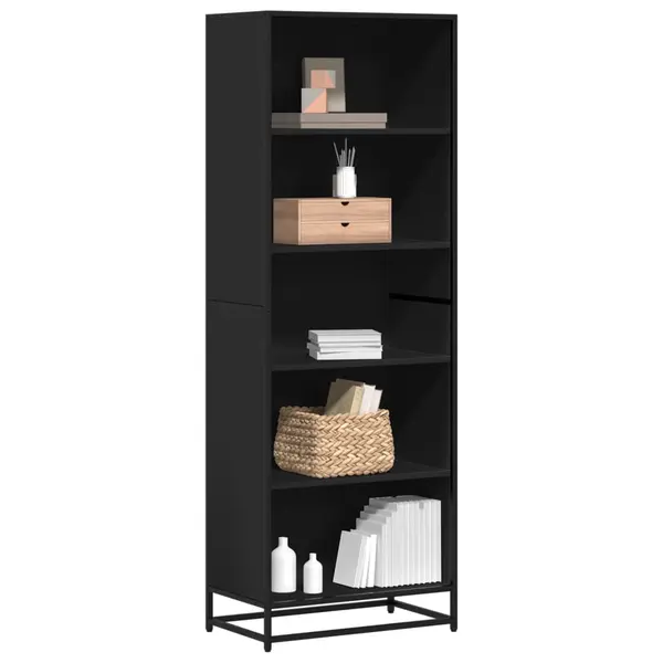 Gossi biblioteca, negru, 60x35x170,5 cm, lemn prelucrat
