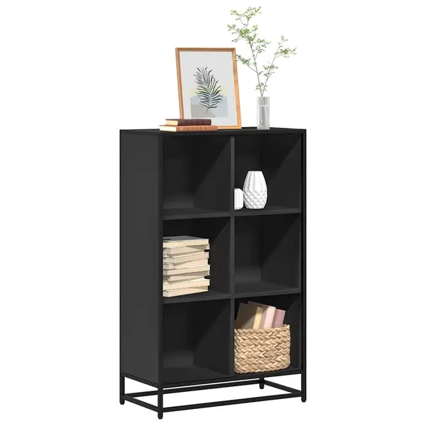 Gossi biblioteca, negru, 65,5x33x107,5 cm, lemn prelucrat