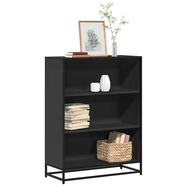 Gossi biblioteca, negru, 80,5x35x107,5 cm, lemn prelucrat