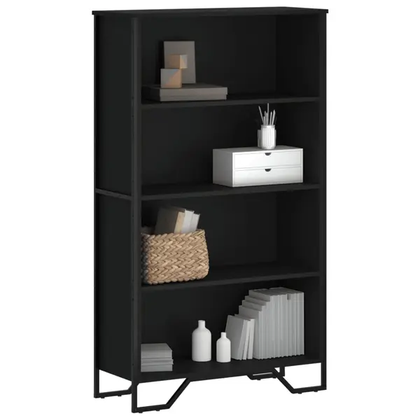 Gossi biblioteca, negru, 80x31x137,5 cm, lemn prelucrat