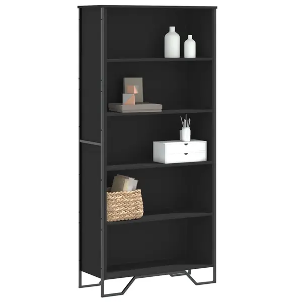 Gossi biblioteca, negru, 80x31x169 cm, lemn prelucrat