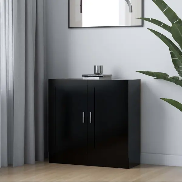 Gossi biblioteca, negru, 82,5x30,5x80 cm, lemn prelucrat