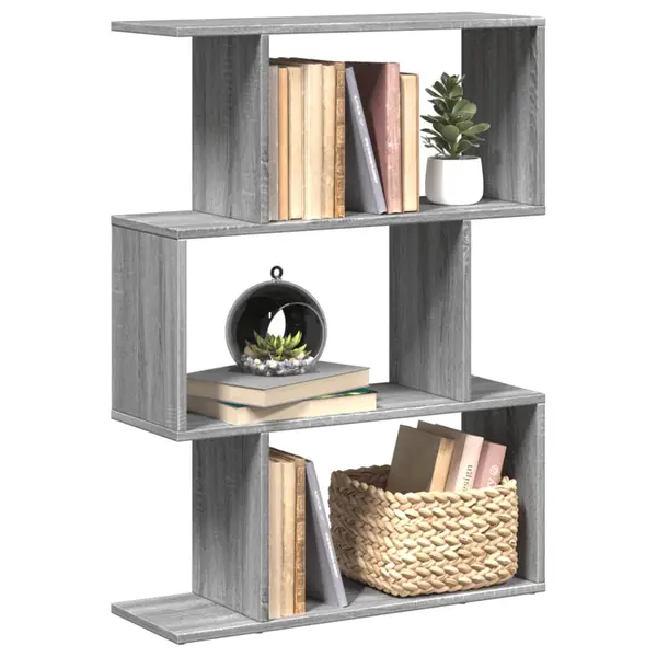 Gossi biblioteca/separator 3 niveluri sonoma gri 70x24x97 cm lemn