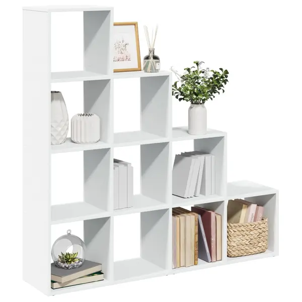 Gossi biblioteca/separator 4 niveluri, alb, 131,5x29x131,5 cm lemn