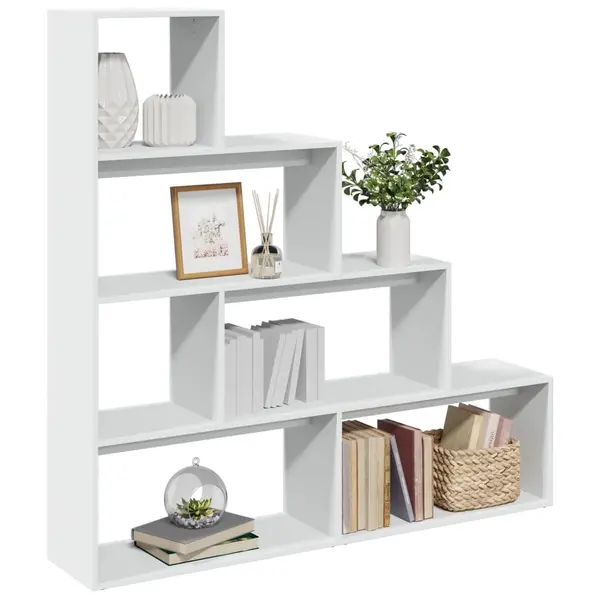 Gossi biblioteca/separator 4 niveluri, alb, 143,5x29x143,5 cm lemn