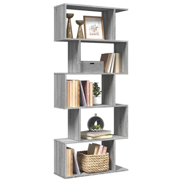 Gossi biblioteca/separator 5 niveluri sonoma gri 70x24x161 cm lemn