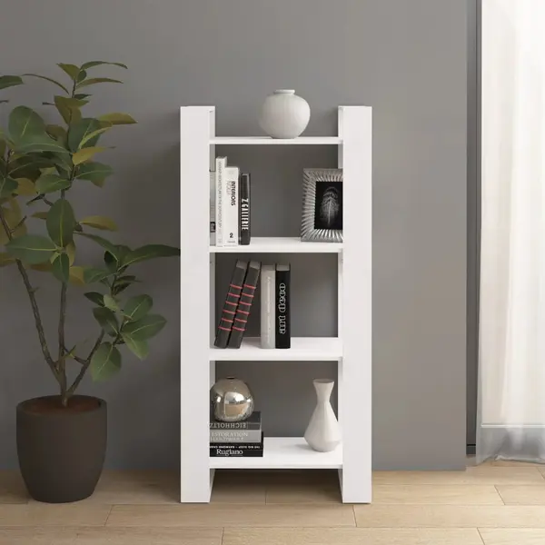 Gossi biblioteca/separator camera,alb, 60x35x125 cm, lemn masiv pin