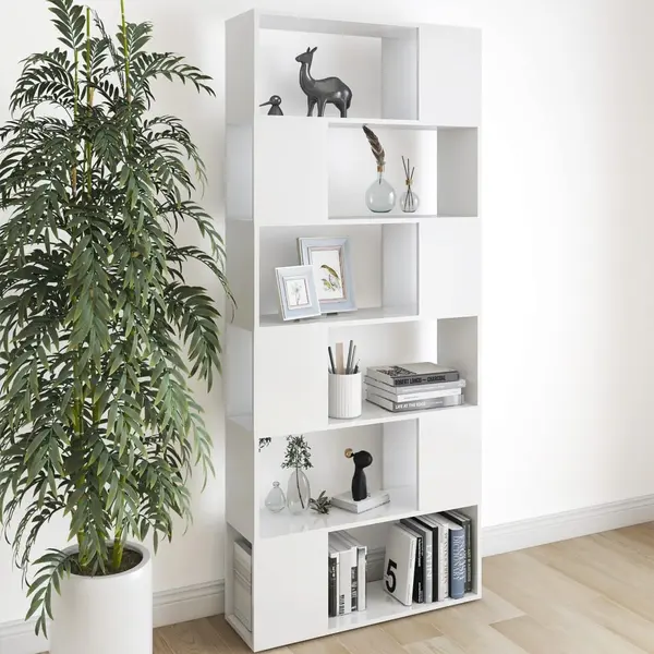 Gossi biblioteca/separator camera, alb, 80x24x186 cm, pal