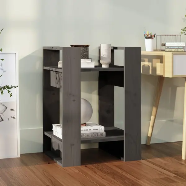 Gossi biblioteca/separator camera, gri, 41x35x57 cm, lemn masiv pin