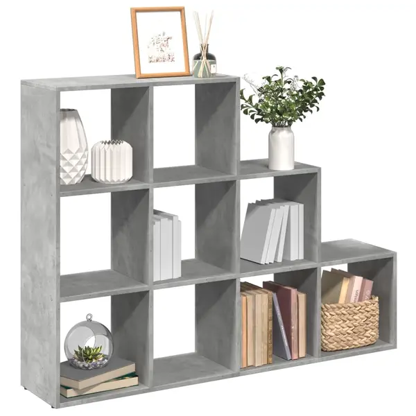 Gossi biblioteca/separator camera gri beton 137,5x29x103,5 cm lemn
