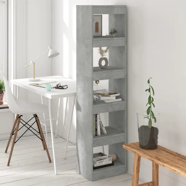 Gossi biblioteca/separator camera, gri beton, 40x30x166 cm