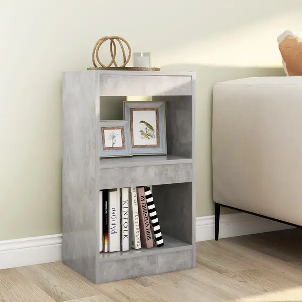 Gossi biblioteca/separator camera, gri beton, 40x30x72 cm