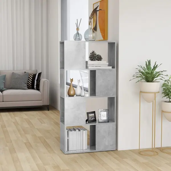 Gossi biblioteca/separator camera, gri beton, 60x24x124,5 cm
