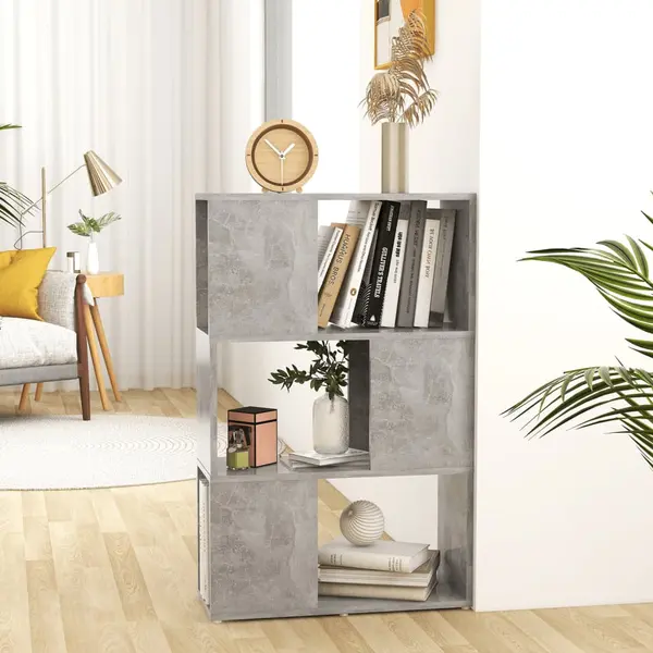 Gossi biblioteca/separator camera, gri beton, 60x24x94 cm, pal