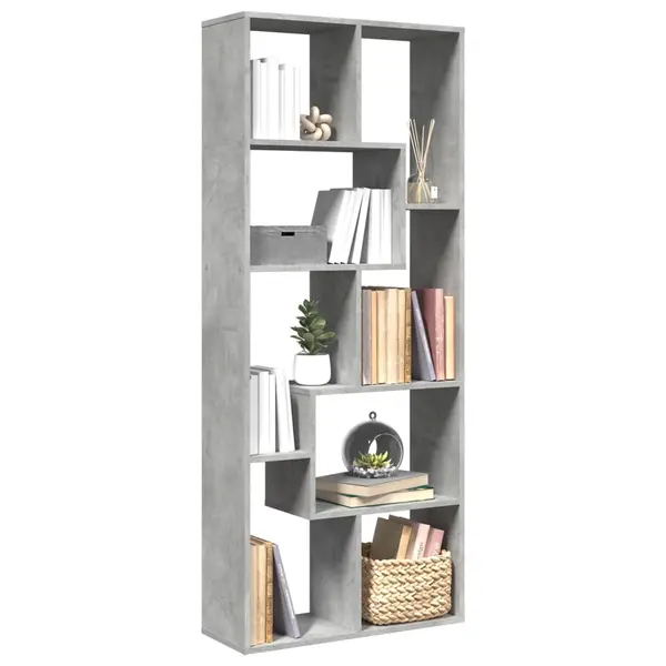 Gossi biblioteca/separator camera gri beton 67x25x161,5 cm lemn