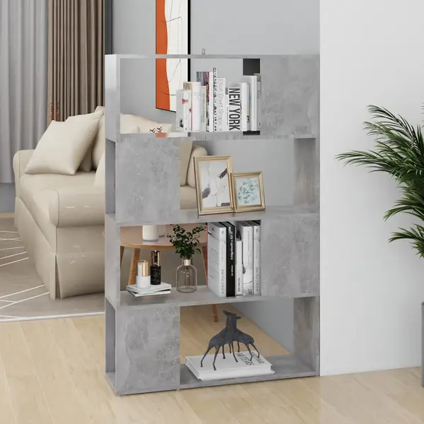 Gossi biblioteca/separator camera, gri beton, 80x24x124,5 cm, pal