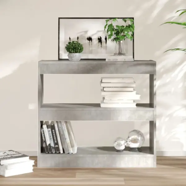 Gossi biblioteca/separator camera, gri beton, 80x30x72 cm