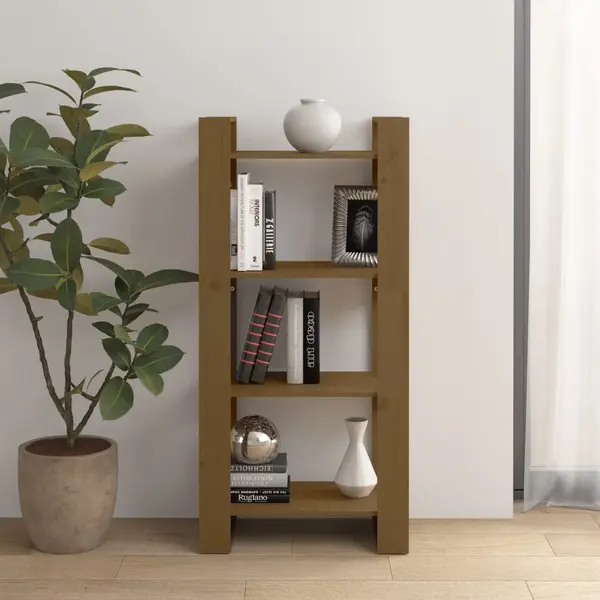 Gossi biblioteca/separator camera maro miere 60x35x125 cm lemn masiv