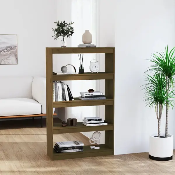 Gossi biblioteca/separator camera maro miere 80x30x135,5 cm lemn pin