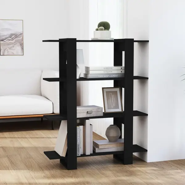 Gossi biblioteca/separator camera, negru, 100x30x123,5 cm