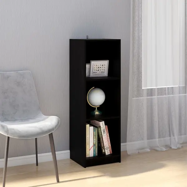 Gossi biblioteca/separator camera negru, 36x33x110 cm, lemn masiv pin