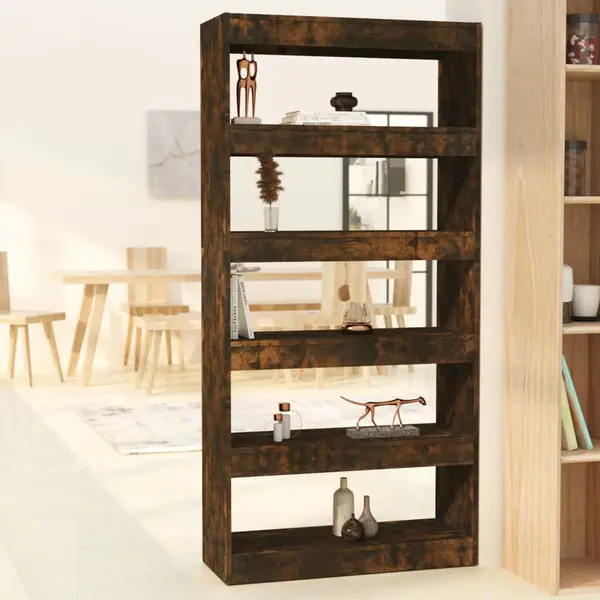 Gossi biblioteca/separator camera, stejar fumuriu, 80x30x166 cm, pal