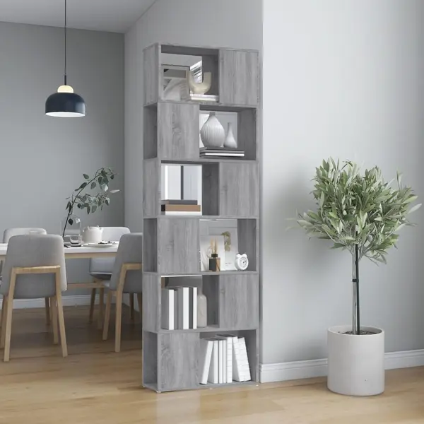 Gossi biblioteca/separator de camera, gri sonoma, 60x24x186 cm