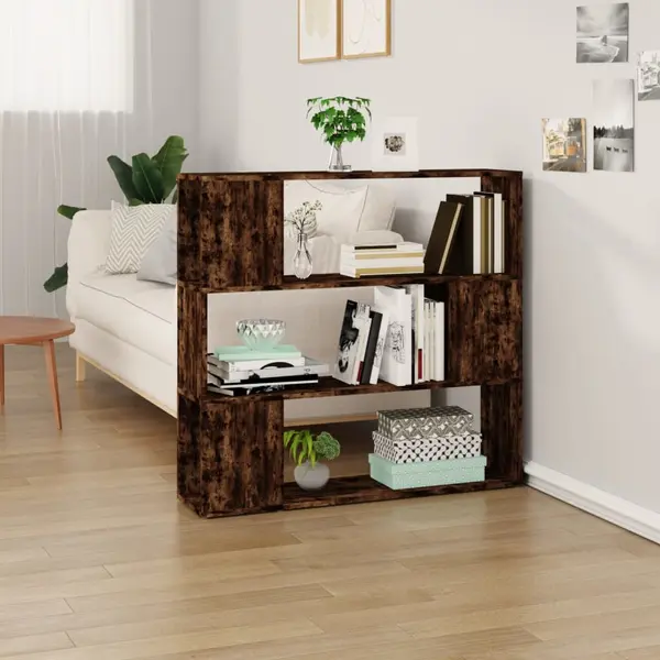 Gossi biblioteca/separator de camera, stejar afumat, 100x24x194 cm