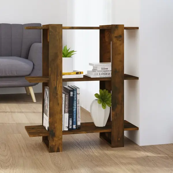 Gossi biblioteca/separator de camera, stejar fumuriu, 80x30x87cm