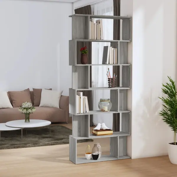 Gossi biblioteca/separator, gri sonoma, 80x24x192 cm, lemn prelucrat