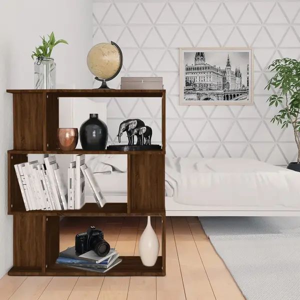 Gossi biblioteca/separator, stejar maro, 80x24x96 cm , lemn prelucrat