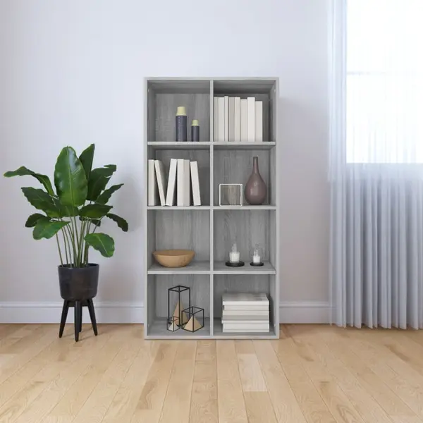 Gossi biblioteca/servanta, gri sonoma, 66x30x130 cm, lemn prelucrat
