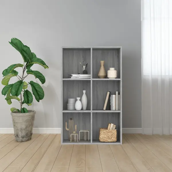 Gossi biblioteca/servanta, gri sonoma, 66x30x98 cm, lemn prelucrat